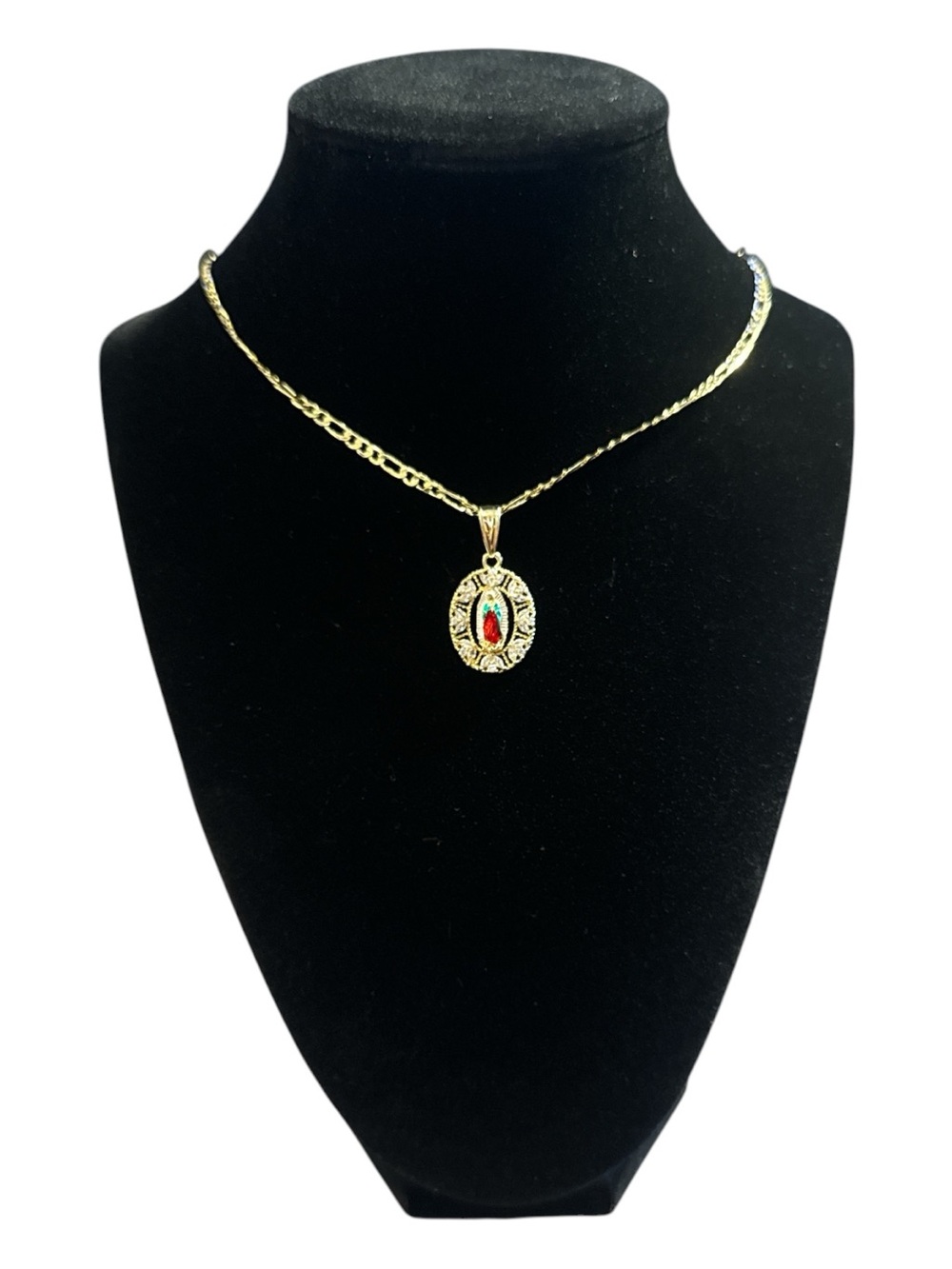 Gold Filled Guadalupe Pendant Necklace | Floral Zirconia | Valentino Chain